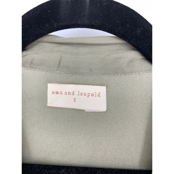 Uma and Leopold Uma Maxi Kaftan Dress Women's Sz Small Light Olive Green V-Neck - Picture 3 of 7